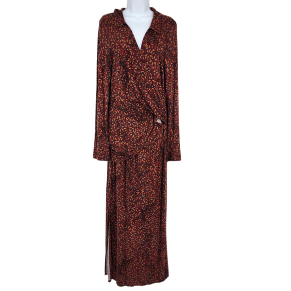 Free People Shayla Floral Long Sleeve Faux Wrap Jersey Maxi Dress Size Large - Picture 1 of 6